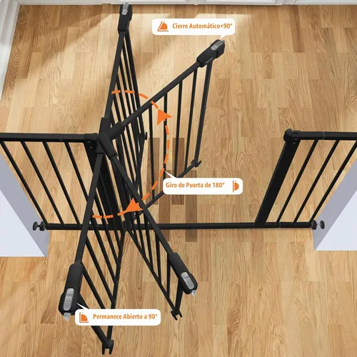 Vista 4 de keny - Puerta de seguridad para perros de 29 a 42.5 pulgadas para escaleras, cierre automático Puerta para mascotas fácil de montar a presión