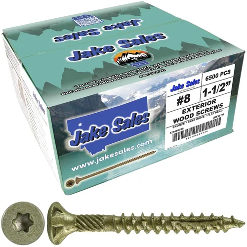 Vista 19 de 8 x 1 revestimiento exterior recubierto de bronce, tornillo de madera multiusos compatible con ACQ, cabeza plana Torx/Star Drive de 1 libra, 288