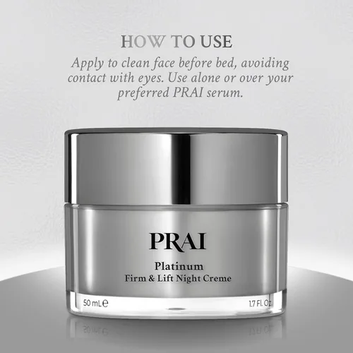 Vista 7 de PRAI Beauty Platinum Firm & Lift Crema de noche, antienvejecimiento e hidratante hidratante para mujeres, crema de noche hidratante y revitalizante