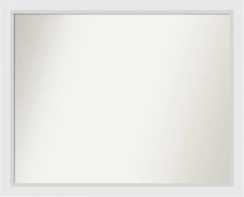 Vista 327 de Amanti Art Espejo de baño blanco para sobre el fregadero, 24 x 26 pulgadas, espejo rectangular blanco y blanco, marco de madera contemporáneo
