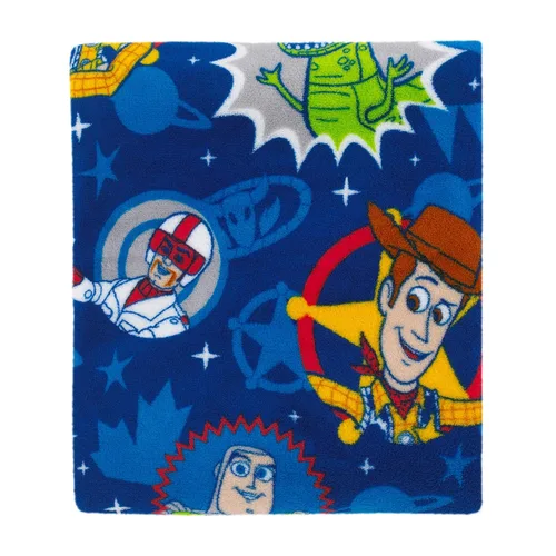 Vista 2 de Disney Toy Story 4 - Manta de felpa súper suave azul, verde, amarillo y rojo para niños pequeños, azul, verde, amarillo, rojo