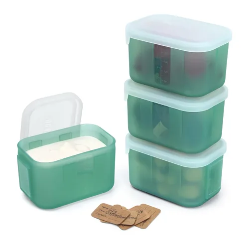 Vista 12 de haakaa Recipientes de silicona para almacenamiento de alimentos para bebés, vasos reutilizables de 8 onzas con tapas herméticas para comidas