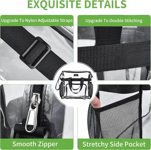 Vista 80 de MAY TREE Bolsa transparente para eventos en estadios de 12 x 6 x 12 pulgadas, bolsa de almuerzo transparente con correas reforzadas para trabajo