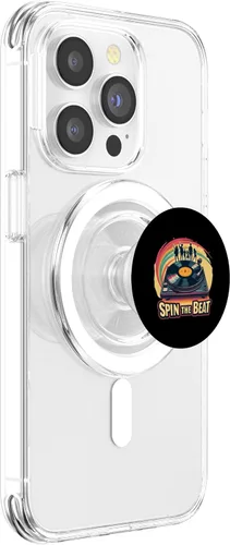 Vista 3 de Spin the Beat Retro Turntable Vinyl Art PopSockets MagSafe PopGrip for iPhone