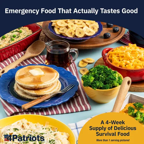 Vista 4 de 4Patriots: Suministro de alimentos para emergencias, kit de supervivencia para 4 semanas, alimentos liofilizados, vida útil de 25 años, 196 porciones