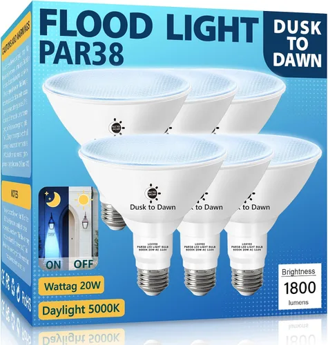 Vista 20 de PAR38 Bombillas LED de inundación para exteriores, paquete de 2 unidades, regulables 20 W (equivalente a 200 W) bombillas de inundación de base E26