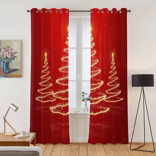 Vista 59 de Libaoge Cortinas de Navidad para cocina, dormitorio, juego de 2 paneles, diseño de muñeco de nieve de Navidad, cortinas de invierno con copos