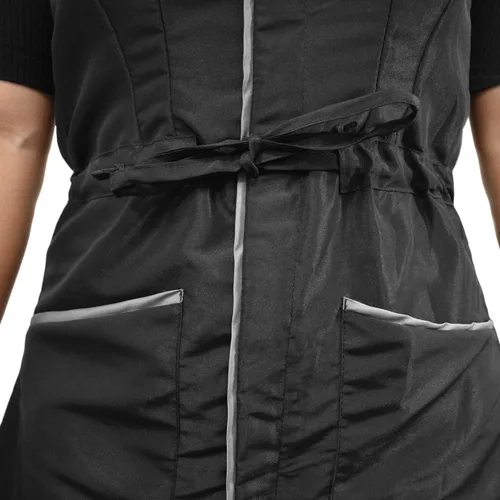 Vista 3 de Betty Dain Chaleco Chelsea, mezcla de poliésternailon, diseño contorneado con ribete de contraste y cintura con cordón, bolsillos delanteros