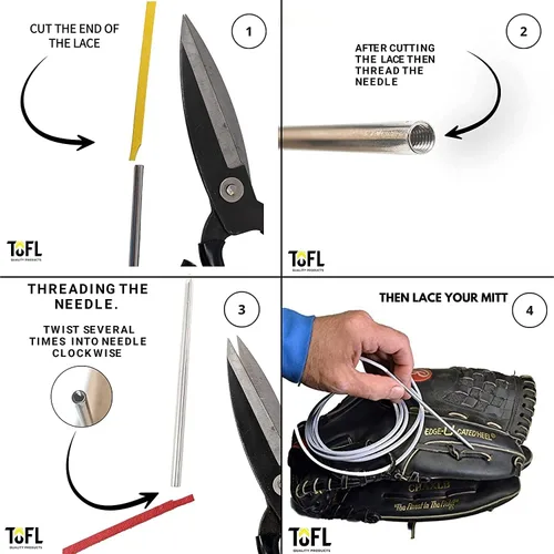 Vista 6 de TOFL Kit de Cordones para Guante de Béisbol Cordones de Cuero para Reparación de Guantes de Béisbol y Sóftbol - Tiras de 72 Pulgadas de Largo