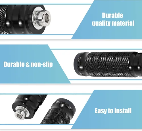 Vista 4 de F FIERCE CYCLE 1 par de reposapiés de aluminio de 6mm para motocicleta, set trasero plegable, reposapiés para motociclismo, estribo negro
