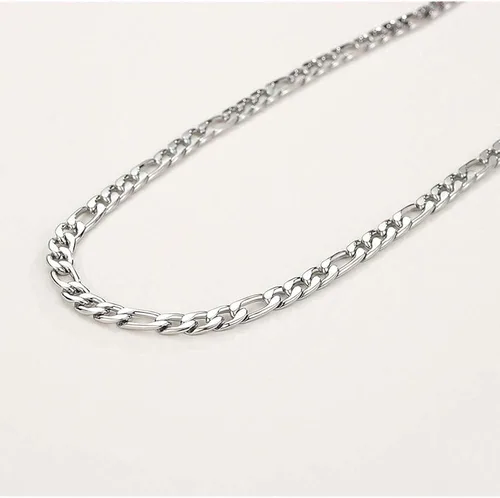Vista 2 de WELRDFG WADSNHY Men Chain Jewelry 5mm6mm7mm Wide Stainless Steel Snake chain 18K Gold Plated Figaro Chain Set