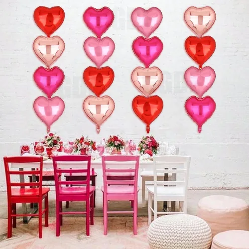 Vista 3 de 16 globos de Mylar en forma de corazón de 18 pulgadas, globos de San Valentín, cumpleaños, compromiso, proponer matrimonio, boda, aniversario, día