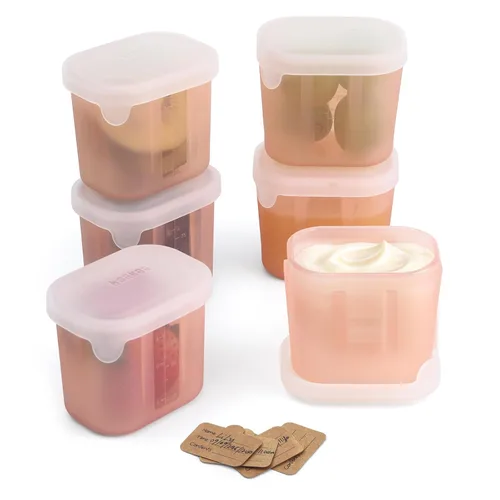 Vista 10 de haakaa Recipientes de silicona para almacenamiento de alimentos para bebés, vasos reutilizables de 8 onzas con tapas herméticas para comidas