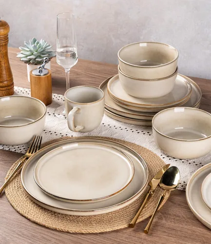 Vista 6 de Juego de platos de cerámica AmorArc, juego de 6, platos de 8.5 pulgadas de esmalte reactivo de gres, platos para postre, ensalada, aperitivo, cena