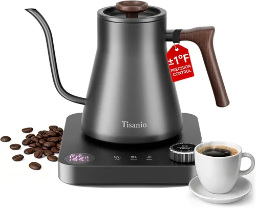 Vista 12 de Hervidor eléctrico de cuello de cisne para verter sobre café, control de precisión de ±1 °F, calefacción inteligente de dos etapas, 2 horas