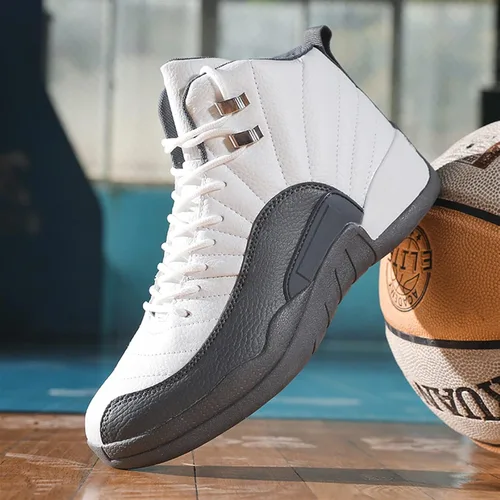 Vista 8 de AIVERC Zapatos de entrenamiento para hombre Zapatos de baloncesto para hombre, zapatos de baloncesto negros de caña alta, zapatos deportivos negros
