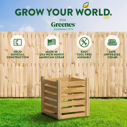 Vista 6 de Greenes Fence Compostador de madera de cedro, 24 pulgadas de ancho x 24 pulgadas de largo x 31 pulgadas de alto/77.3 galones - Fabricado en Estados