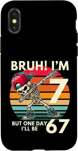 Vista 5 de Bruh I'm 7 But One-Day I'll Be 67 Retro 7th Birthday Kids Case for iPhone 17