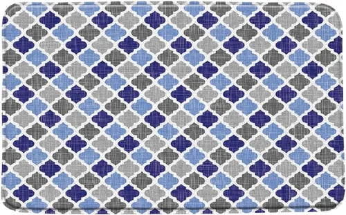 Vista 5 de Tapete de baño negro azul gris con patrón geométrico Asbtarct vintage, moderno, estilo granja, clásico, de microfibra, de espuma viscoelástica