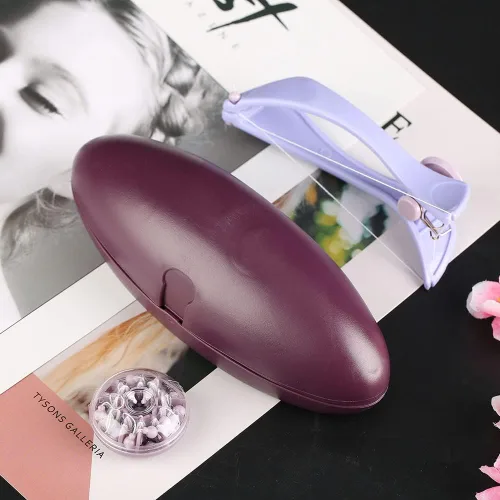 Vista 4 de Eliminación de enhebrado de vello facial, depiladora facial morada, depiladora de depilación ABS cómoda para mujeres (gafas en caja)