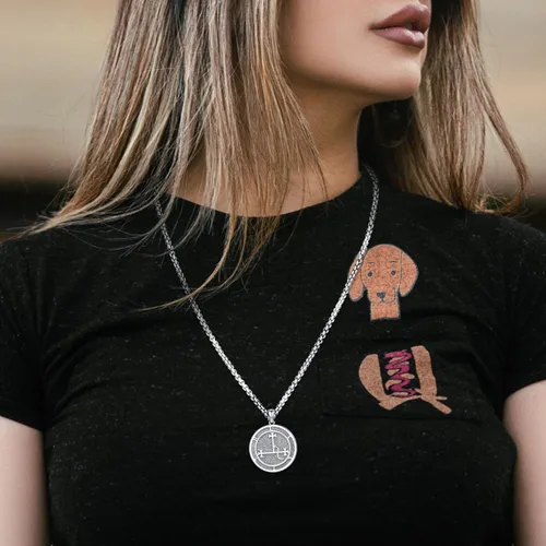 Vista 22 de Collar de pentagrama de plata de ley con triple luna, diosa celta, nudo celta, nudo de brujas, Ankh, sol y luna, Hécate, lilith, Santa Muerte