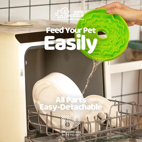 Vista 3 de Puzzle Feeder Cuenco de alimentación lenta para perros con base antideslizante, diseño de velocidad ajustable, insertos de rompecabezas extraíbles