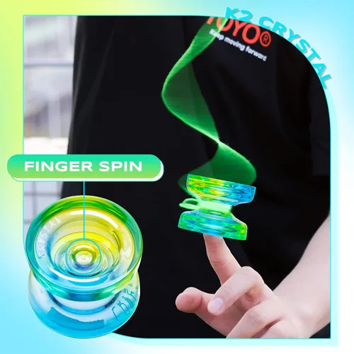 Vista 8 de Yoyo sensible K2 para niños y principiantes con giros suaves y diseño de giro de dedos+yoyo k2 para principiantes, reemplazo de yoyos de doble