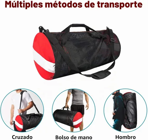 Vista 5 de Bolsa de lona de buceo de malla, bolsas de playa deportivas extragrandes con correa de hombro ajustable, bolsas y cremallera