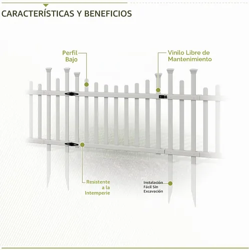 Vista 3 de Zippity Madison Picket Gate, kit de vinilo blanco sin excavación