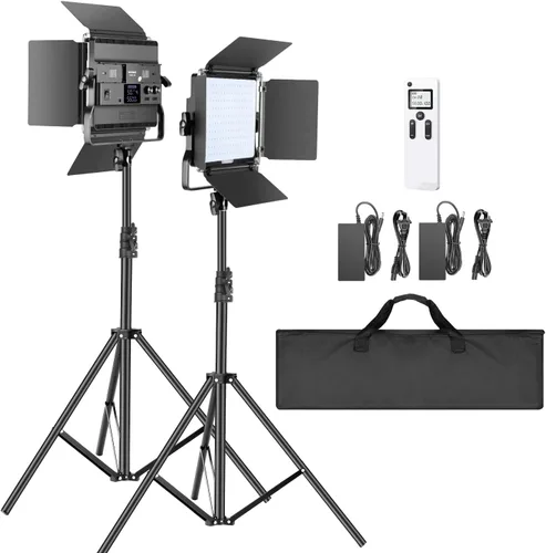 Vista 12 de NEEWER 2 paquetes de 480 luces LED RGB con control de aplicación, kit de iluminación de video fotográfico con soportes y bolsa, 480 LED SMD
