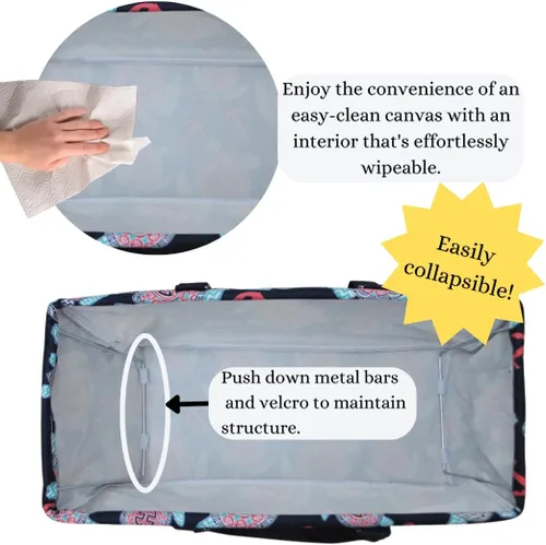 Vista 73 de NGIL Bolsa de comestibles reutilizable extra grande plegable de gran tamaño para comestibles, almacenamiento, picnic, playa, Estampado