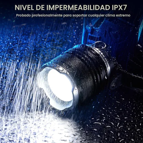Vista 7 de AKNEAR Linterna Frontal LED Recargable 4500 Lúmenes, 95 Horas de Duración Lámpara de Cabeza con Zoom y 12 Modos e IPX7 Impermeable y 125° Ajustable