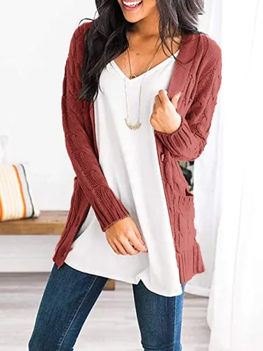 Vista 5 de PRETTYGARDEN Womens Open Front Cardigan Fashion Button Down Cable Knit Chunky Outwear Coats