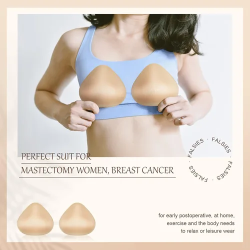 Vista 4 de Hercicy 1 par de formas de pecho de algodón con esponja ligera para mastectomía, soporte para el cáncer de mama para mujeres