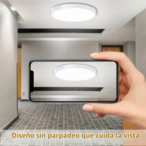 Vista 4 de Lámpara de techo LED de montaje empotrado, luz de techo de perfil bajo de 9 Blanco