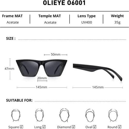 Vista 2 de Gafas de sol cuadradas vintage para mujer, diseño de ojo de gato pequeño