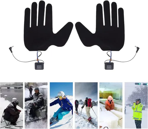 Vista 4 de Guantes calefactables con batería eléctrica para hombres y mujeres, calentadores de manos con pilas recargables, forros para equitación, esquí