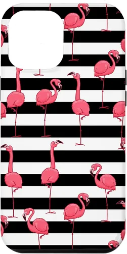 Vista 6 de Funda de regalo para iPhone 13 Flamingo Negro Blanco Rayas Cool Animal Bird Lover