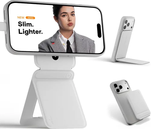 Vista 33 de MOFT Soporte de trípode para teléfono para iPhone, soporte para iPhone multiángulo, soporte para teléfono ligero y portátil, imanes fuertes, cuero