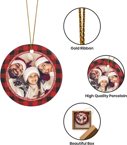 Vista 2 de Adornos de Navidad personalizados, adorno con foto personalizada, nuestro primer árbol de Navidad colgante 2023, decoración regalo para Navidad