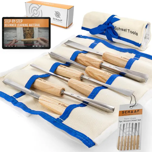 Vista 11 de Schaaf Wood Carving Tools Juego de cinceles de madera de 4 piezas, cola de Juego de cola de pez de 4 piezas
