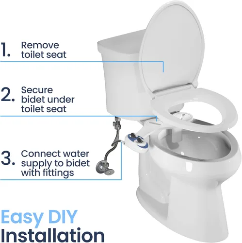 Vista 6 de Doble boquilla de limpieza Luxe Bidet Neo 180 (elite serie), complemento con fuertes válvulas llave y mangueras de metal., Neo 180