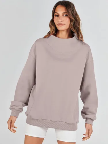 Vista 8 de ANRABESS Sudaderas de gran tamaño para mujer, cuello alto, manga larga, sudaderas con capucha para otoño, ropa 2023