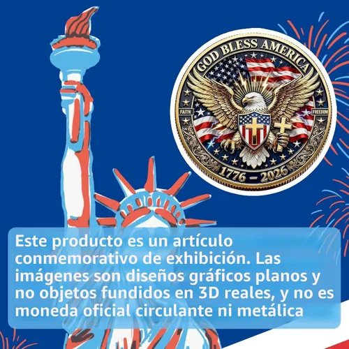Vista 6 de America - Moneda conmemorativa del 250 aniversario, desafío de 250 aniversario de Estados Unidos, para patriotismo, moneda de aniversario
