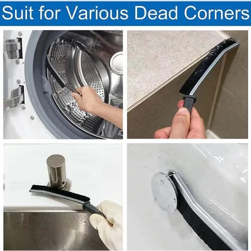 Vista 4 de Cepillos para hendiduras de cerdas duras, 4 cepillos de limpieza de huecos de baño, cepillo multifuncional de limpieza de ranura de mano, cepillo