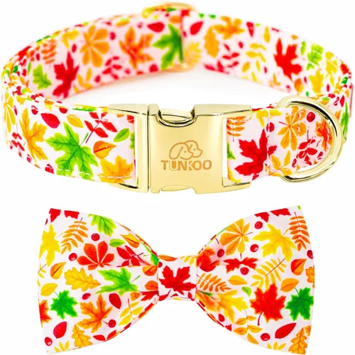 Vista 13 de Tunkoo Pink Daisy - Collar para perro con corbata de lazo de flores, collar ajustable de algodón de alta calidad, hebilla de metal duradera