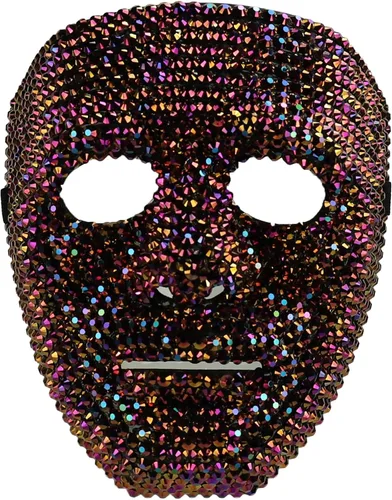 Vista 7 de Trendy Apparel Shop Accesorio de disfraz de media máscara de calavera con diamantes de imitación