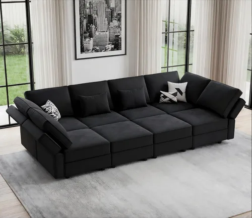 Vista 8 de Vesgantti - Sofás seccionales con asientos de almacenamiento, sofá seccional modular convertible en forma de L de 118" de 4 asientos y 1 otomán