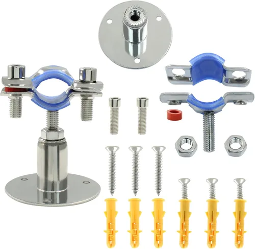 Vista 5 de 2 soportes de tubo de montaje en pared de acero inoxidable 304, adecuados para tubos OD de 1/2 pulgadas (0.748-0.866 in), altura ajustable