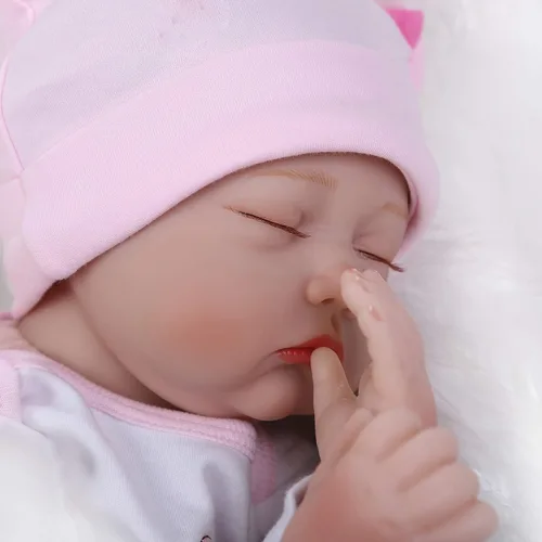 Vista 7 de Pinky - Muñeca de bebé recién nacida de 22 pulgadas y 21.7 in, de silicona suave, para dormir, de aspecto realista, regalo de cumpleaños y Navidad